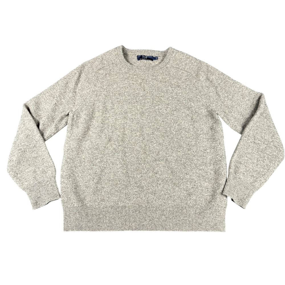 J.Crew Mens XL Grey 100% Lambswool Crewneck Sweater Heathered Preppy A9128